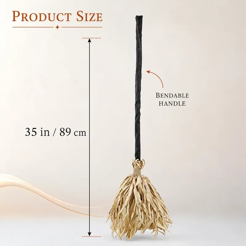 🧹Animated Witch Broom – Spooky Moving Halloween Decor with Sound & Lights! 👻✨