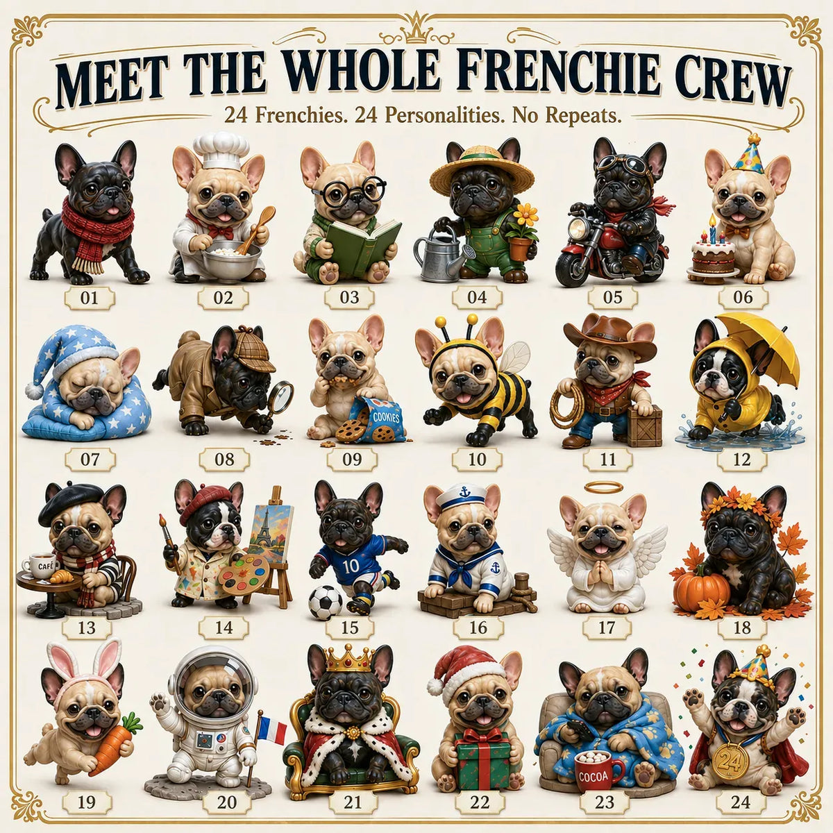 ⏳ 50% OFF TODAY– 🐶 24-Day French Bulldog Christmas Advent Calendar | 24 Unique Collectible Frenchie Characters with Different Outfits, Personalities & Daily Holiday Surprises 🎄✨
