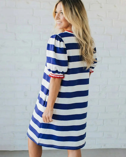 Women's Summer Striped Shift Mini Dress