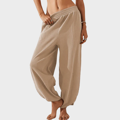 Womens Baggy Wide Leg Pants Casual Elastic Waisted Palazzo Harem Pants with Pockets
