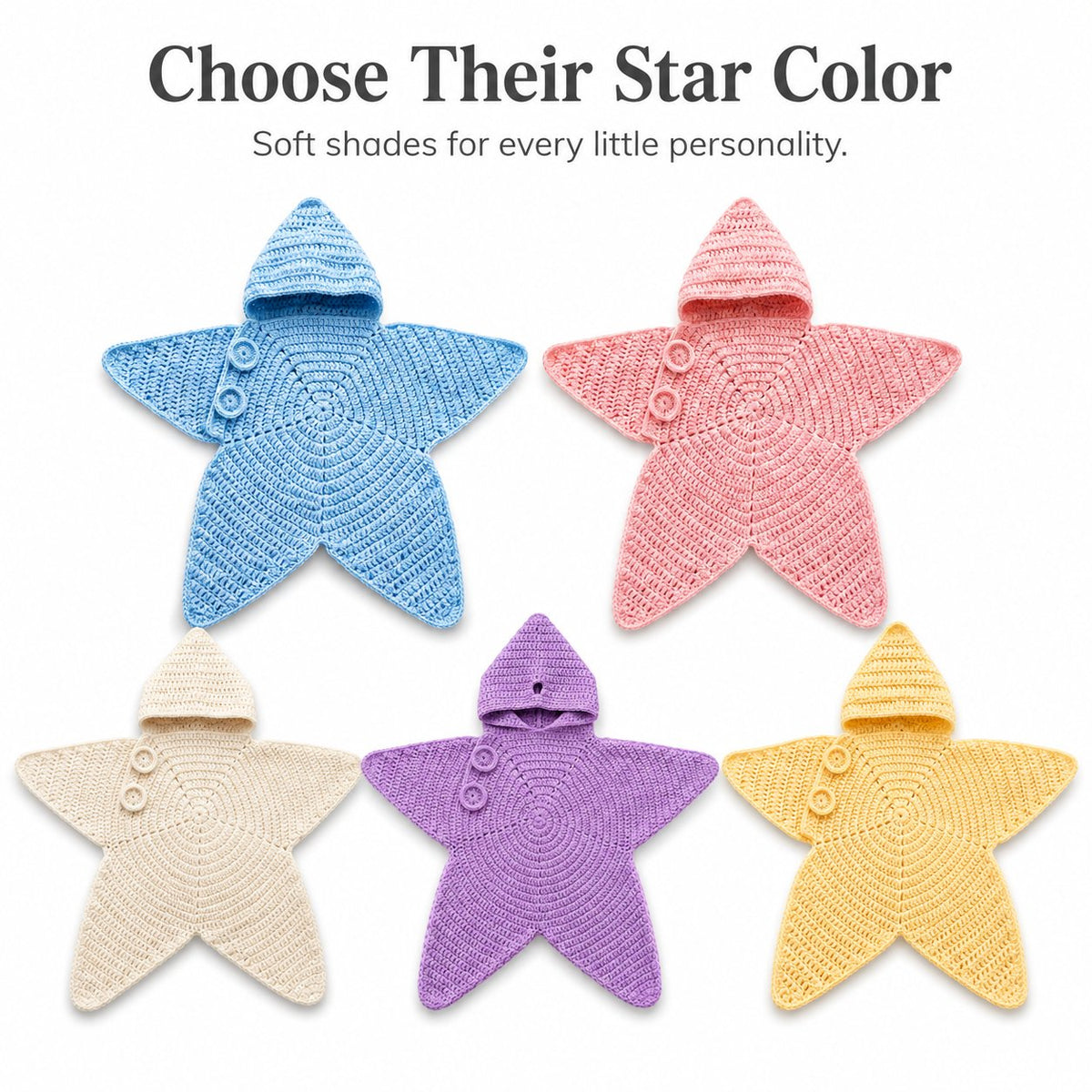 ⭐ Starfish Crochet Baby Outfit, Knitted Hooded Newborn Onesie, Breathable Cotton Blend Baby Photo Prop