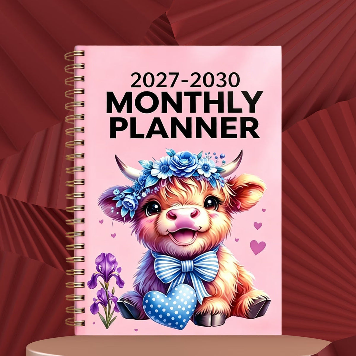 🔥 PLAN AHEAD & SAVE! — 2027–2030 Highland Cow Monthly Planner 🐮📅 | 4-Year Spiral Calendar