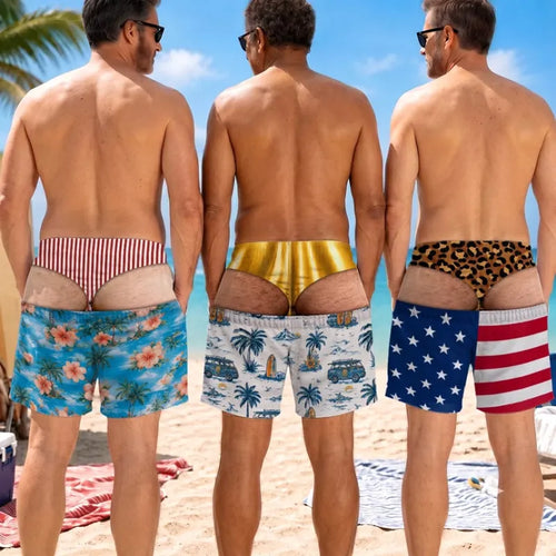 🇺🇸 Personalized “Warning: Wide Load” Men’s Swim Trunks – Funny Gift for Him