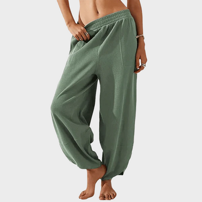 Womens Baggy Wide Leg Pants Casual Elastic Waisted Palazzo Harem Pants with Pockets