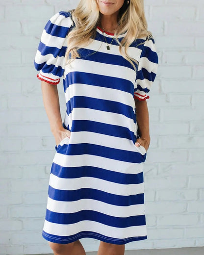 Women's Summer Striped Shift Mini Dress