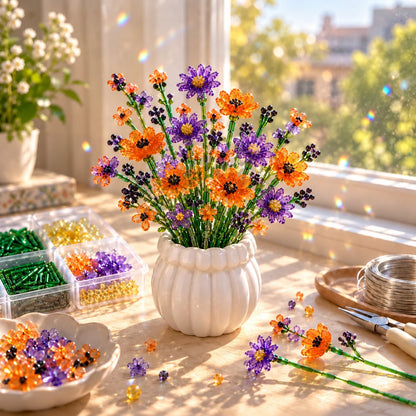 🧘Relaxing & Beginner-Friendly-Beaded Wildflower Bouquet Kit DIY🌷