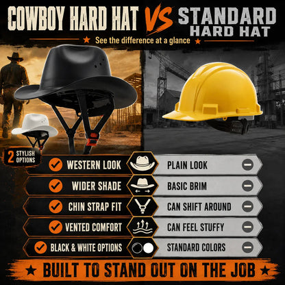 🤠 Cowboy Hard Hat – Western Style Wide Brim Work Helmet with Chin Strap
