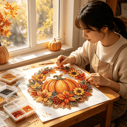 🔥Today 50% OFF 🎃 Fall Pumpkin Diamond Art Wreath – Cozy DIY Autumn Decor