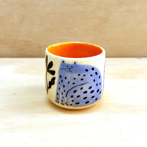 Taza pequeña gato celeste