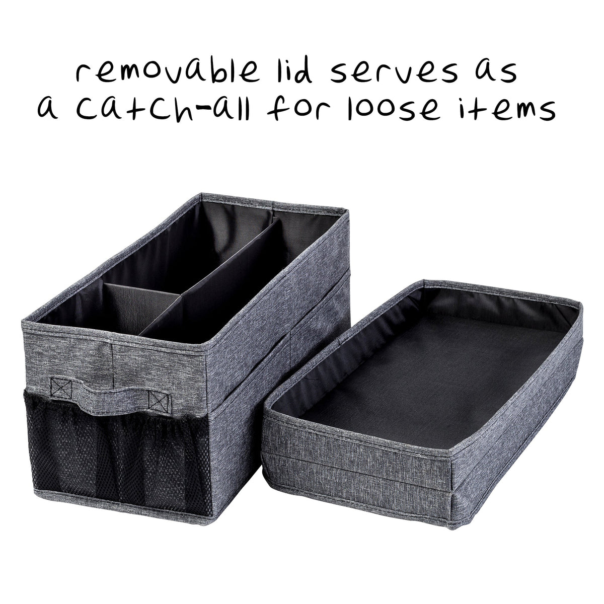 Gray Polyester Folding Back Seat Car Organizer