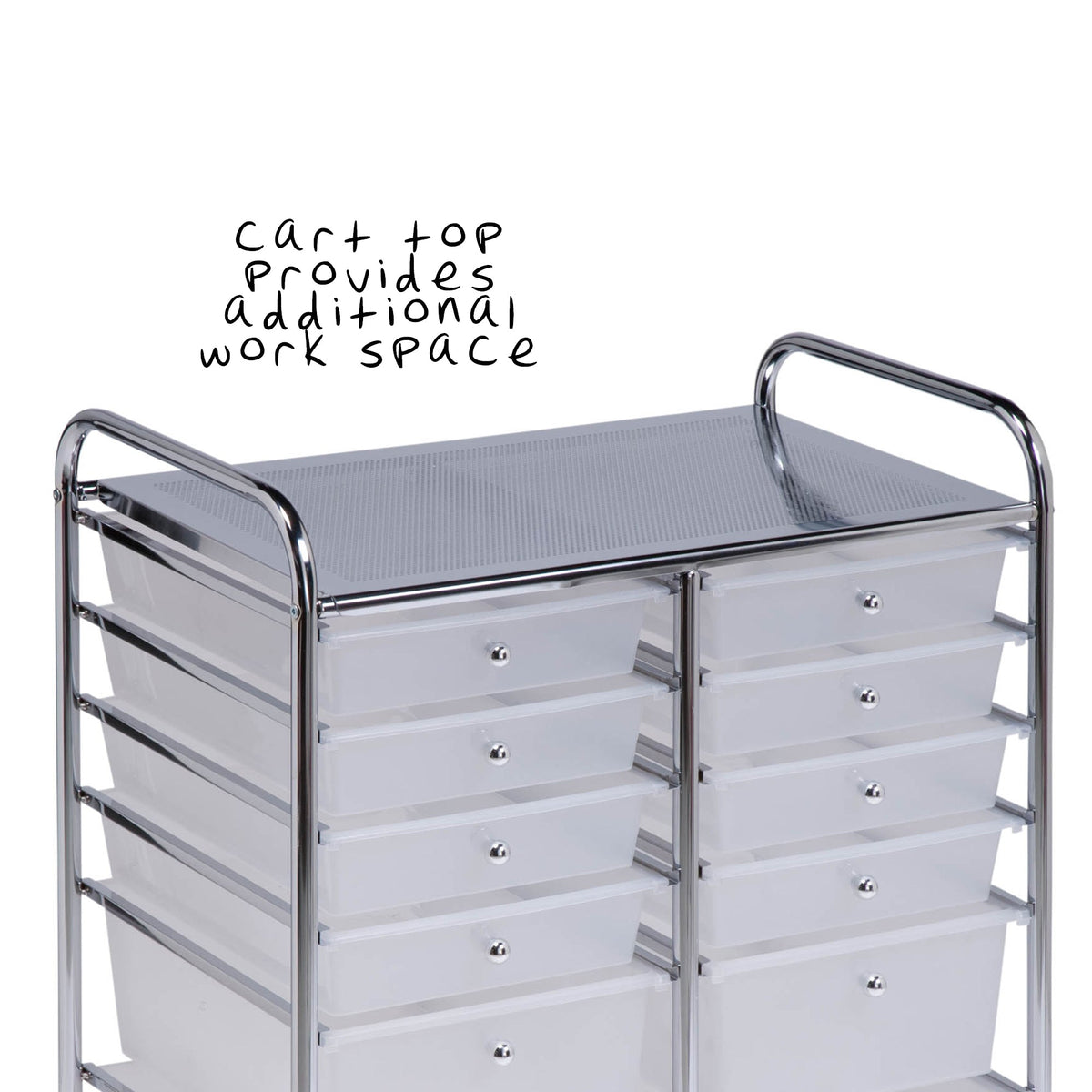 Chrome/Clear 12-Drawer Rolling Storage Craft Cart