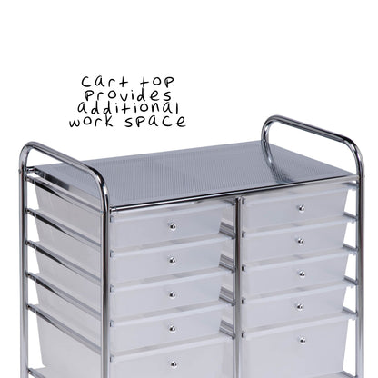 Chrome/Clear 12-Drawer Rolling Storage Craft Cart