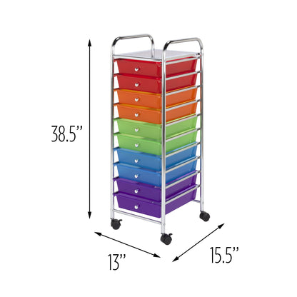 Rainbow 10-Drawer Metal Rolling Storage Cart