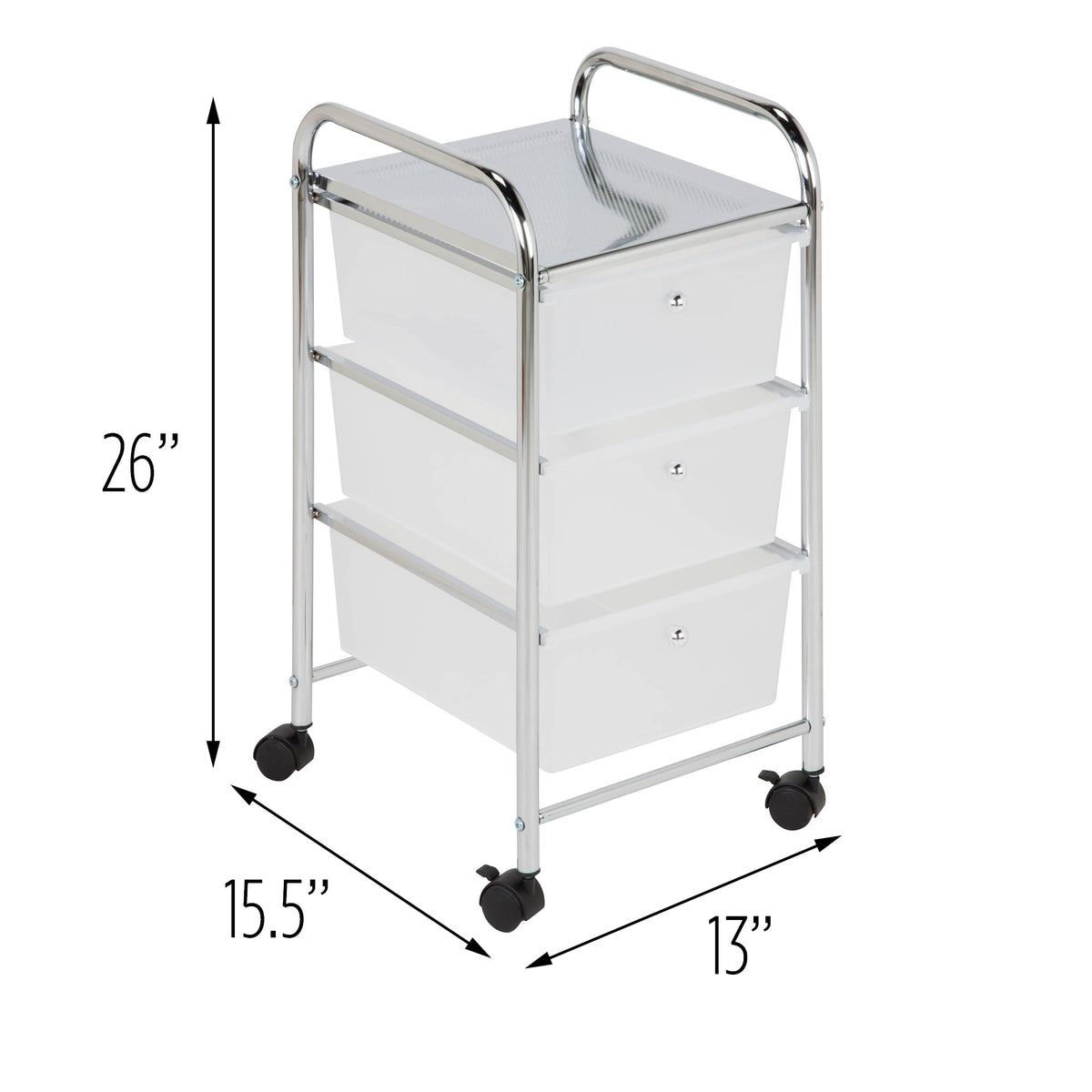 Chrome/Clear 3-Drawer Rolling Storage Cart
