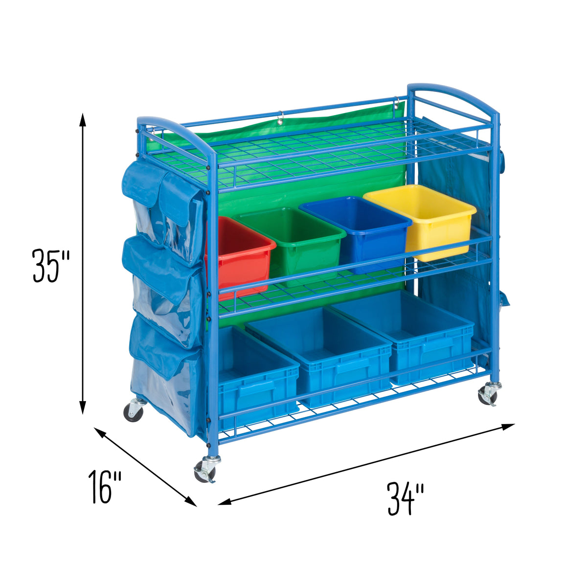 Blue 3-Tier Rolling Teacher's Activity Cart