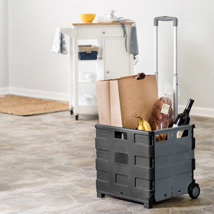 Gray Folding Rolling Utility Cart with Handle