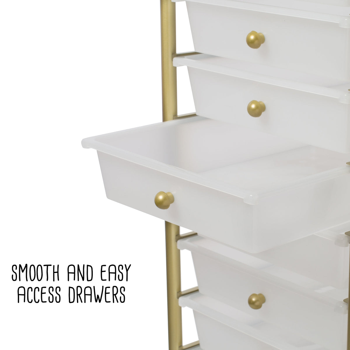 Clear/Gold Plastic 10-Drawer Rolling Storage Cart