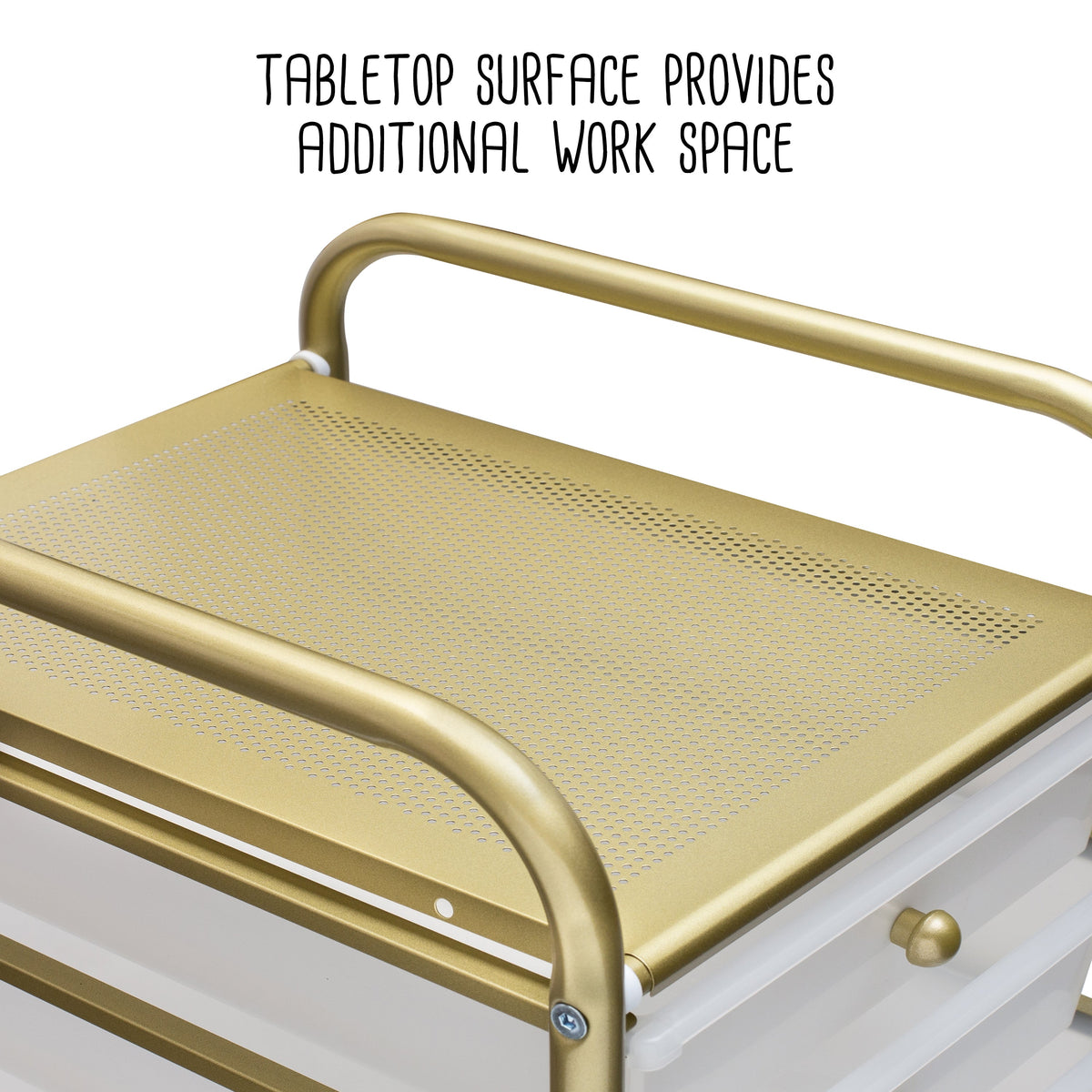 Clear/Gold Plastic 10-Drawer Rolling Storage Cart