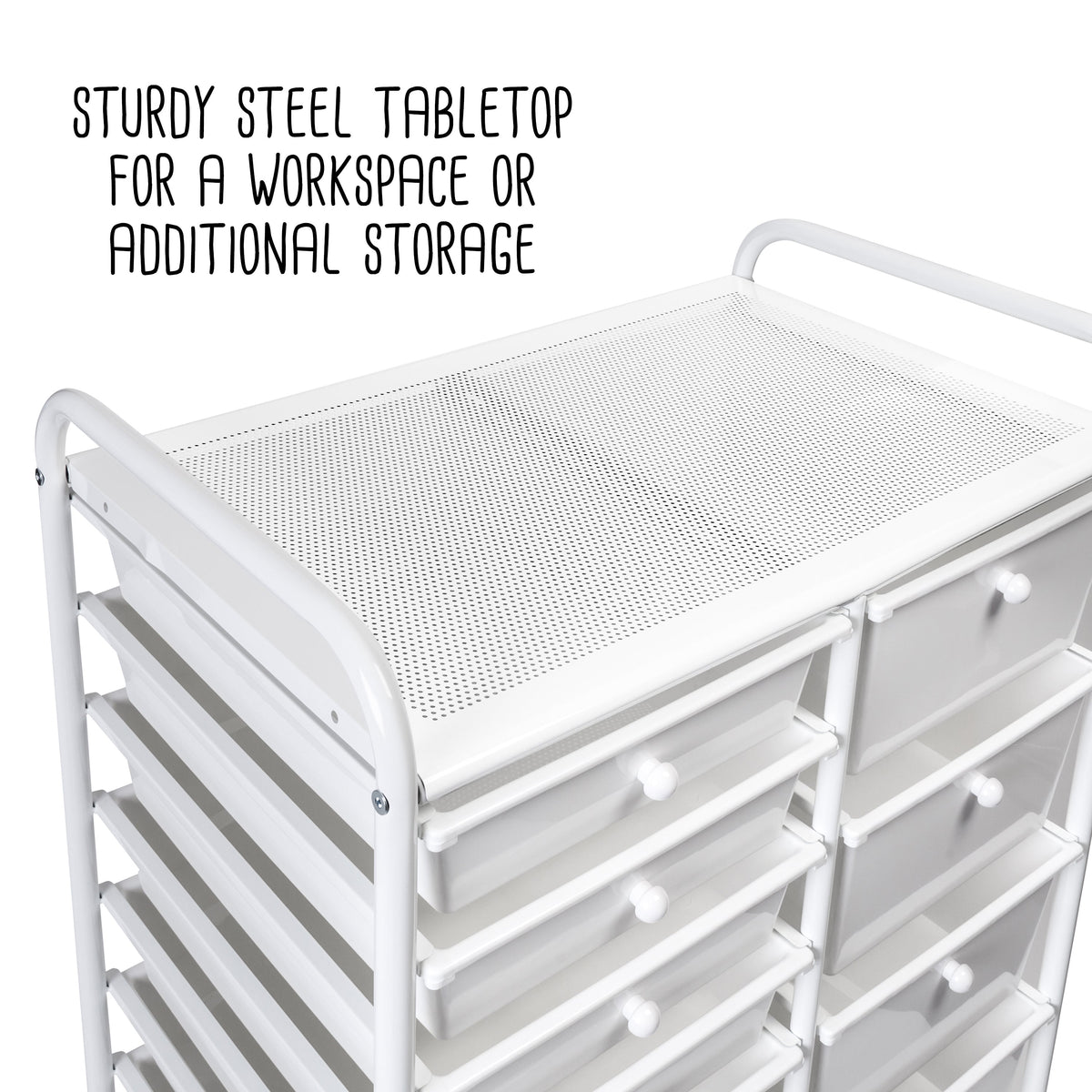 15-Drawer Metal Rolling Storage Cart, White
