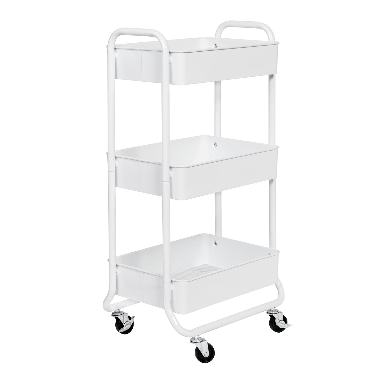 White 3-Tier Metal Rolling Cart