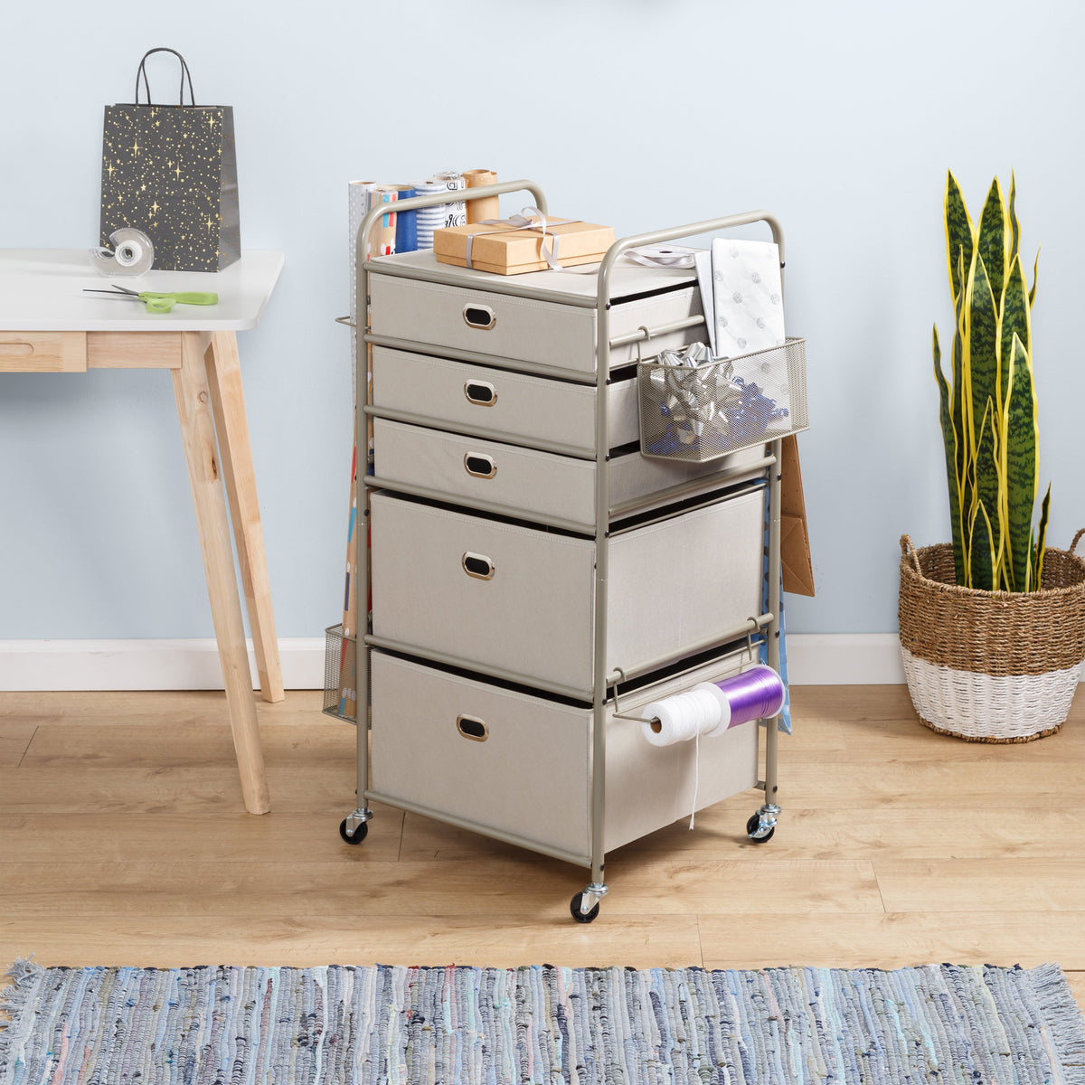 Gray Gift Wrap or Craft Storage Cart