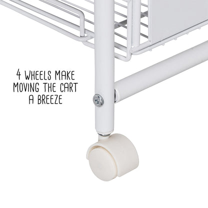 White 4-Drawer Slim Rolling Cart