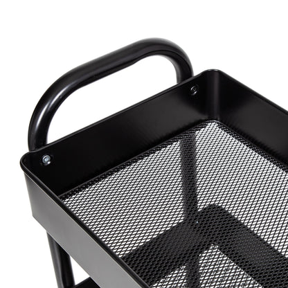 Black Craft Cart with Wheels, Pegboard, Shelf, and Metal Basket