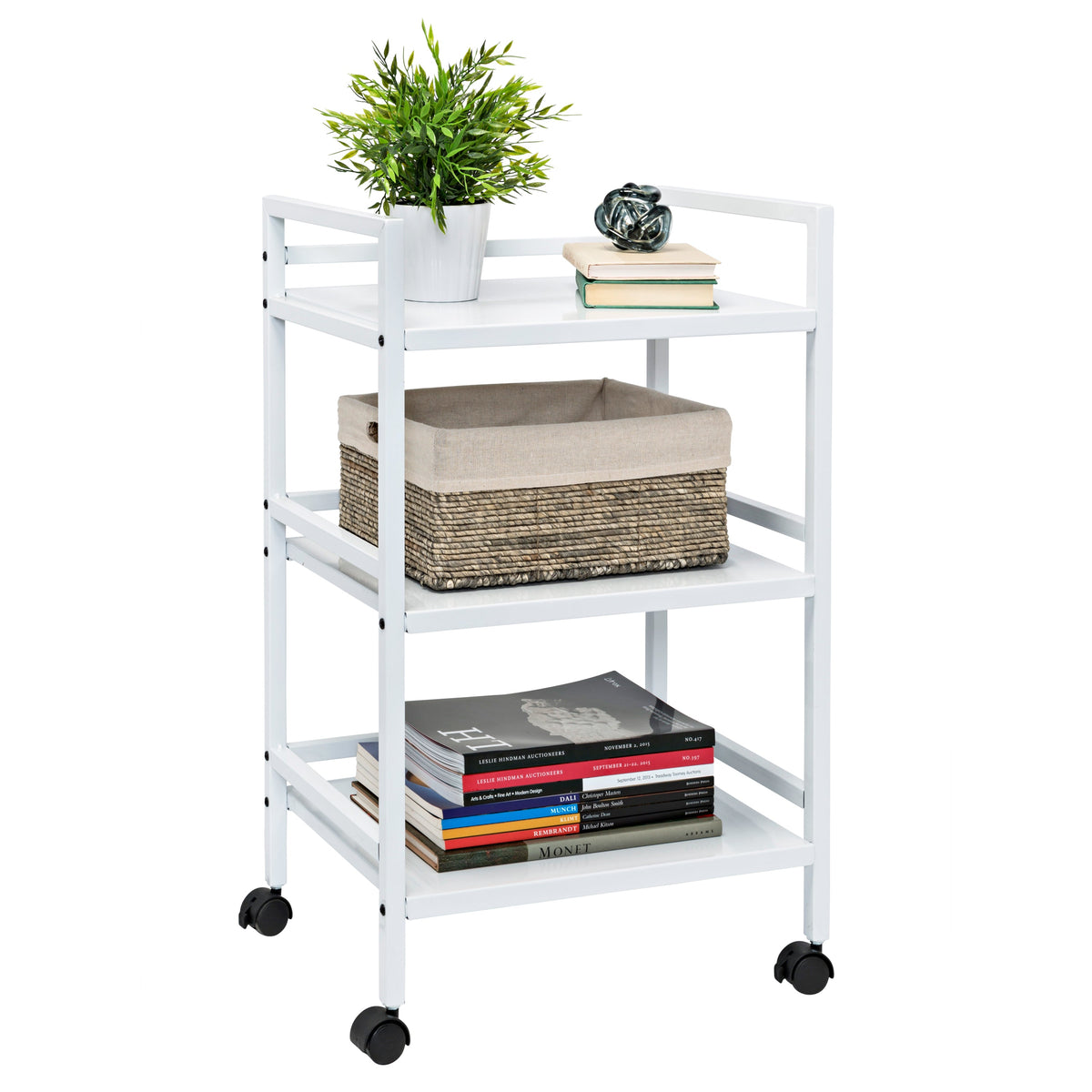 White Metal Multi-Purpose Rolling Cart