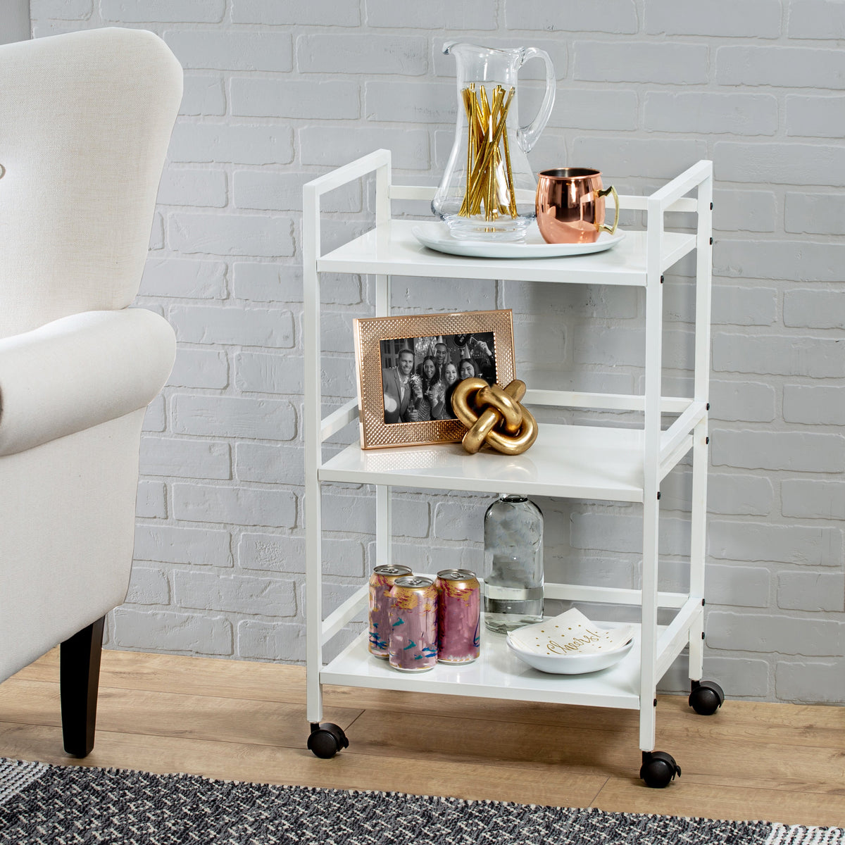 White Metal Multi-Purpose Rolling Cart
