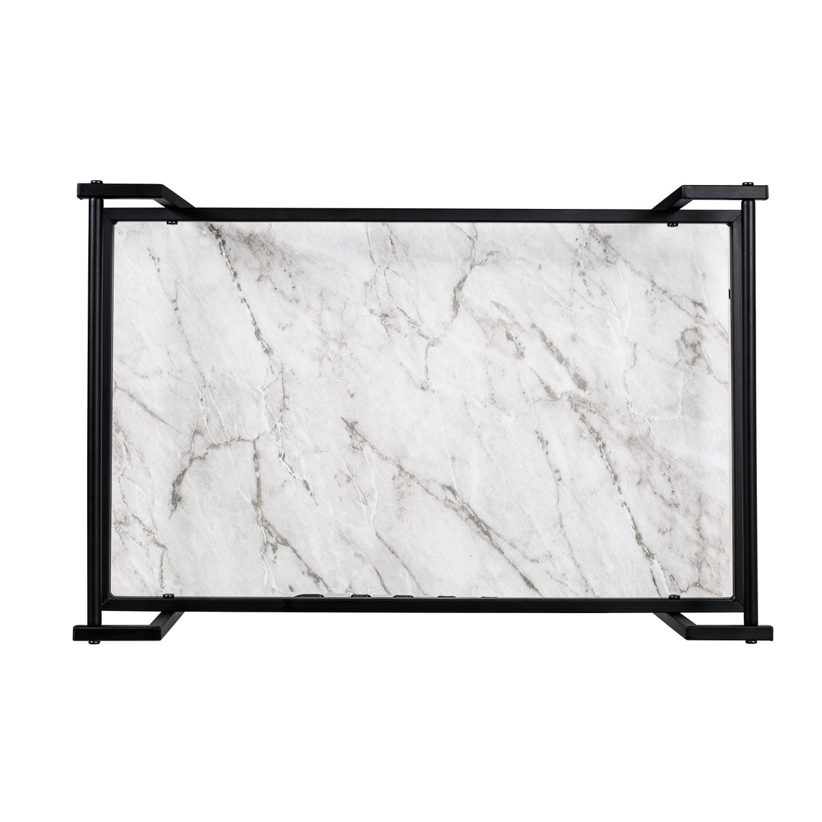 Black/White Faux Marble 2-Tier Bar and Serving Cart
