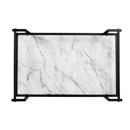 Black/White Faux Marble 2-Tier Bar and Serving Cart