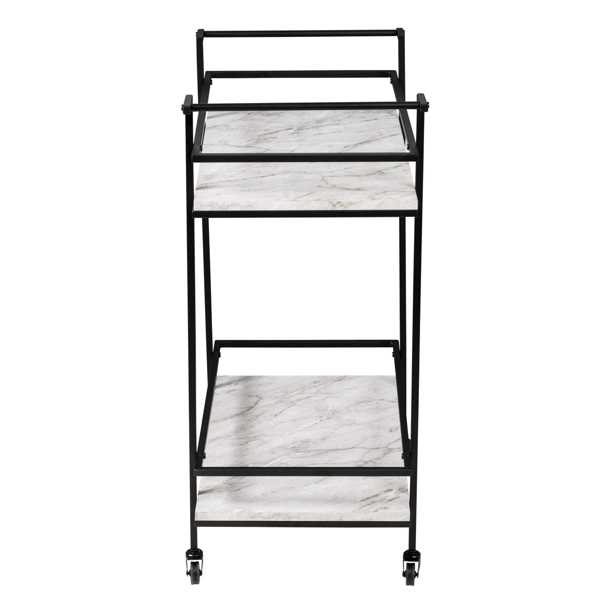Black/White Faux Marble 2-Tier Bar and Serving Cart