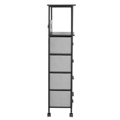 Black/Gray Dorm 4-Drawer Bedside Charging Storage Cart