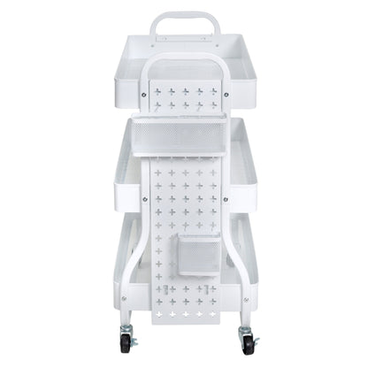 White Steel Rolling 2-in-1 Craft Storage Cart