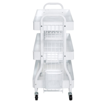 White Steel Rolling 2-in-1 Craft Storage Cart