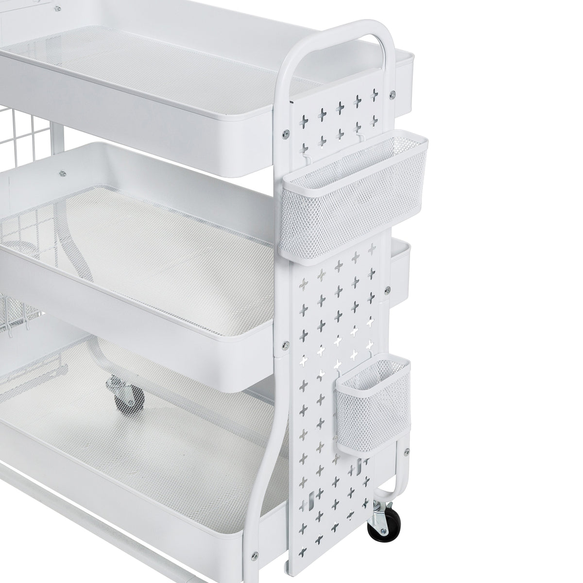 White Steel Rolling 2-in-1 Craft Storage Cart