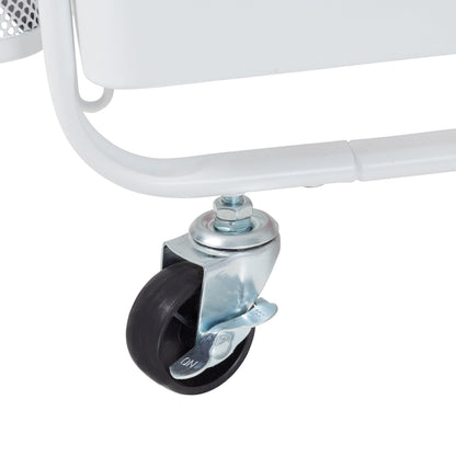 White Steel Rolling 2-in-1 Craft Storage Cart