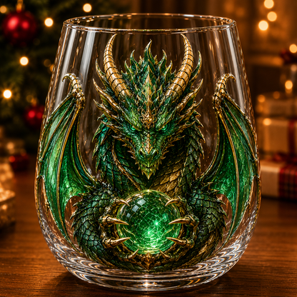 🐉Limited Edition 3D Mythic Dragon Glass Art Cup -✨Luxury Raised Fantasy Glassware for Whiskey, Home Bar Décor & Legendary Gifts 🎁
