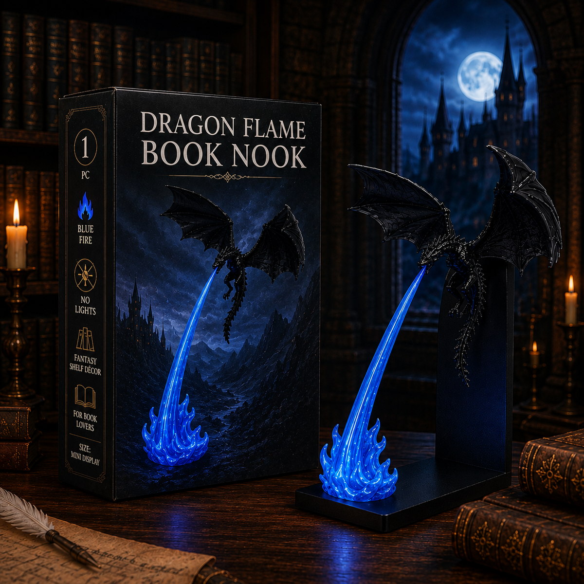🔥 HOT SALE 🔥🐉Naotstore - Dragon Flame Book Nook