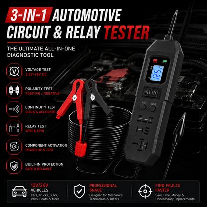 🛠️3-in-1 Automotive Power Circuit Probe & Relay Tester – 12V/24V Electrical Diagnostic Tool