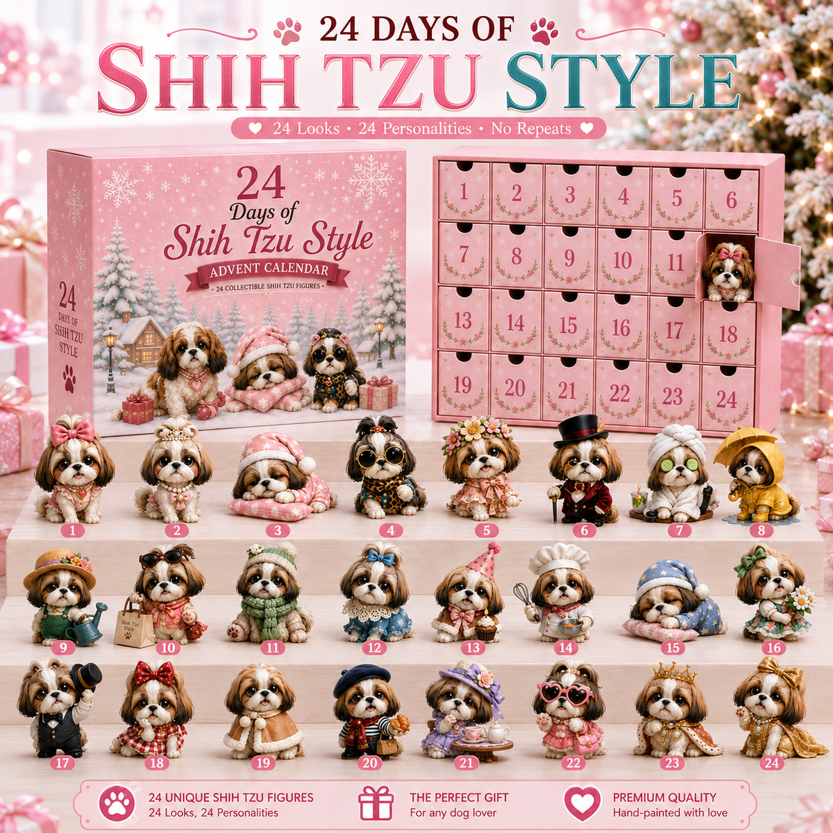 🔥HOT SALE 50% OFF🎀 24 Days of Shih Tzu Style Advent Calendar – 24 Unique Shih Tzu Collectibles ✨🐾