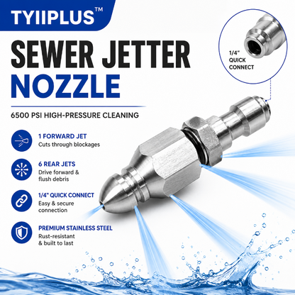 🔥 50% OFF TODAY🚿 6500 PSI Stainless Steel Sewer Jetter Nozzle – 1/4" Quick Connect