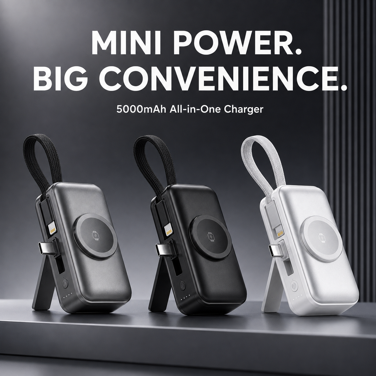 🔥50% OFF TODAY🔋 3-in-1 Mini Power Bank – Phone, Watch & Foldable Stand