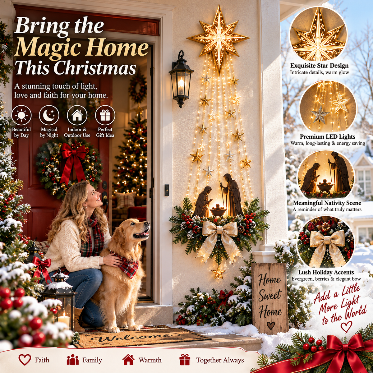✨Last Day 50% OFF✨✝️ Bethlehem Star of Faith™ – Lighted Nativity Wall Decor✝️