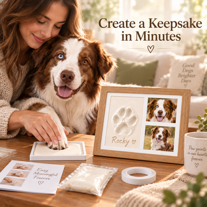 🐾 Pet Paw & Nose Print Keepsake Kit – Personalized Memory Frame
