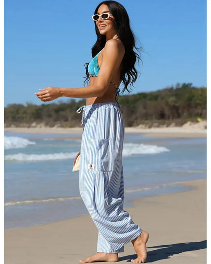 Women’s Loose Plaid Wide Leg Pants with Pockets