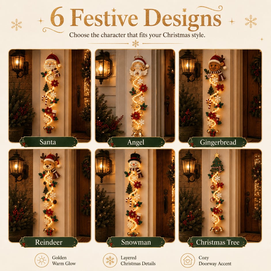 🔥 Limited-Time 50% OFF – 🎅MerryCascade™ Glowing Christmas Door Hanger