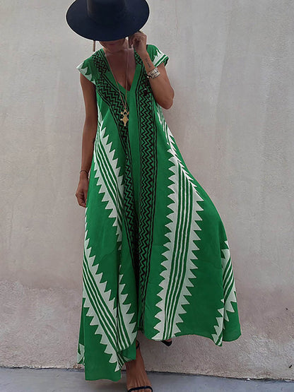 Beach Dates Ethnic Print A-line Maxi Dress