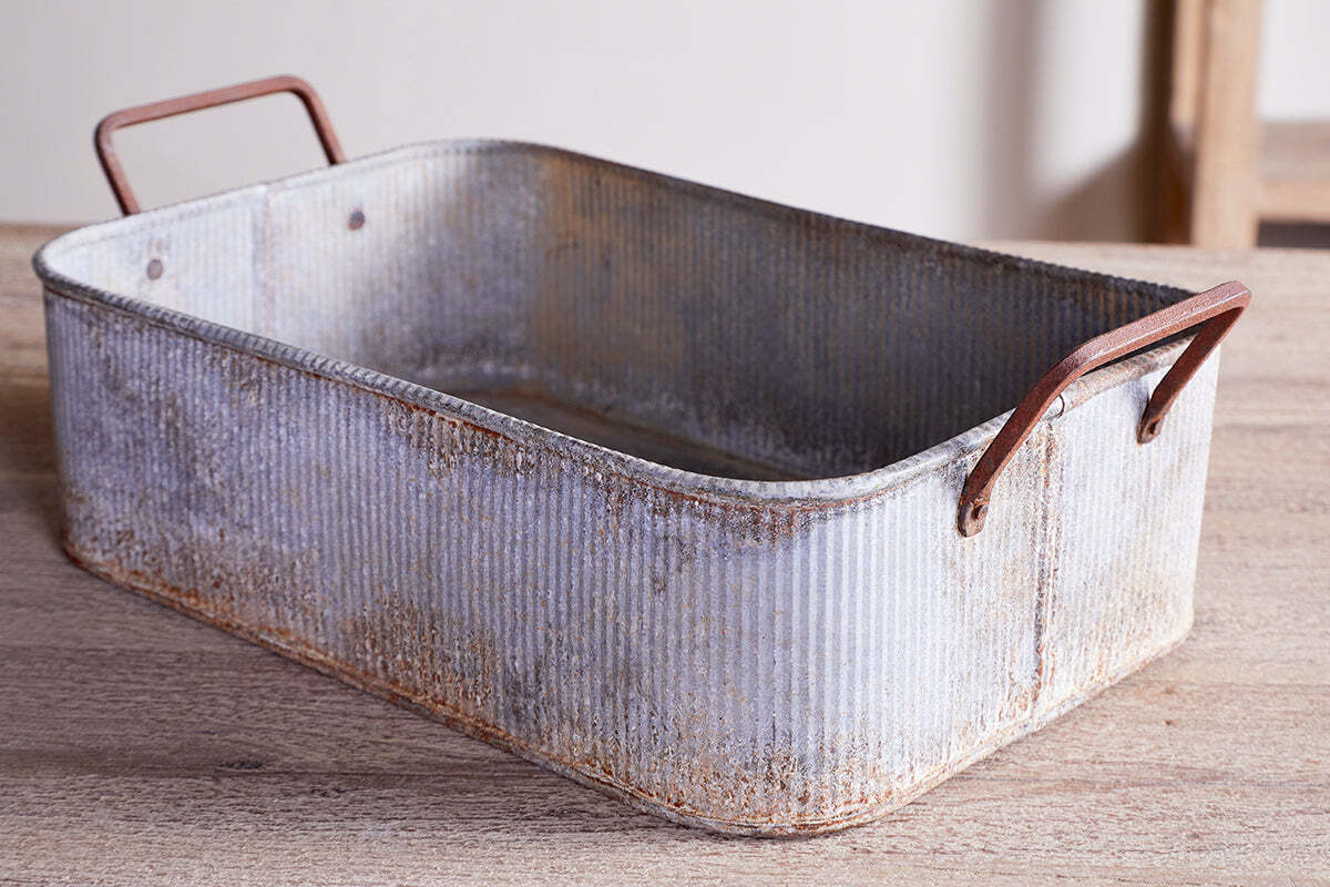 Nkuku Japos Outdoor Planter Tray – Aged Zinc