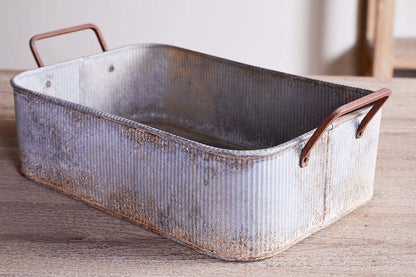 Nkuku Japos Outdoor Planter Tray – Aged Zinc
